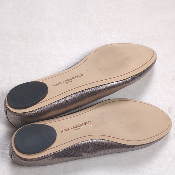 Karl Lagerfeld Women's Leroux Ballet Flats Silver Metallic - Picture 6 of 11